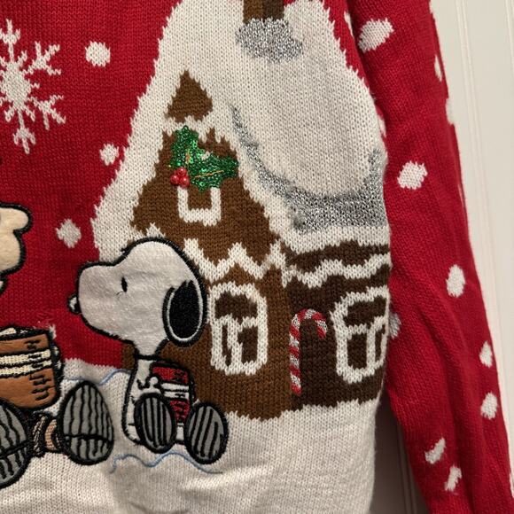 Peanuts Charlie Brown Snoopy Christmas Sweater Size Large - Picture 3 of 6